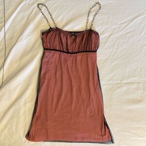 The Ragged Priest Small Purple Mesh Overlay Mini Dress With Metal Chain Straps